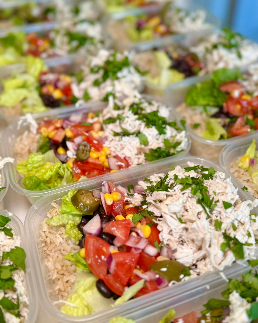 OPT3 Burrito Bowl with Wholegrain Rice & Roasted Vegetables & Tomato & Corn Salsa. 369 calories: 48GC/13GF/9GP
